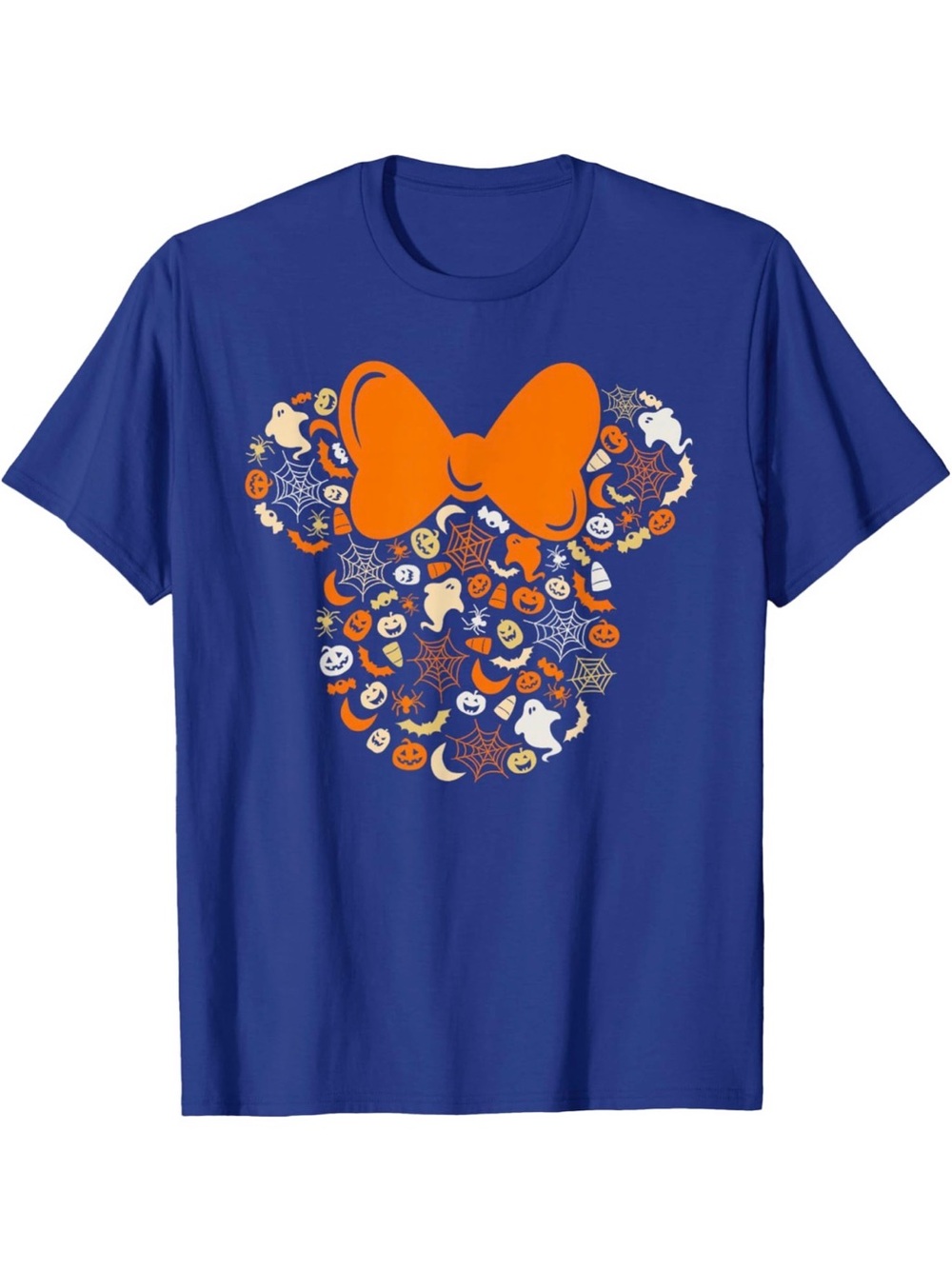 DISNEY Women’s Halloween T-Shirt Minnie Mouse Ears Bow Royal Blue Size XL